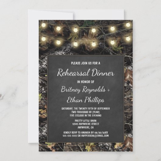 狩り迷彩柄+チョークリハーサルディナー招待状 招待状 (正面)