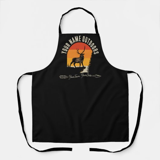 狩り追加ネームアウトドアディアエルクワイルダネスキャンプ エプロン (正面)