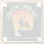 狩り追加ネームアウトドアディアエルクワイルダネスキャンプ ガラスコースター (裏面)