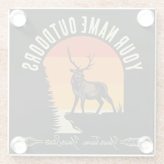 狩り追加ネームアウトドアディアエルクワイルダネスキャンプ ガラスコースター (裏面)