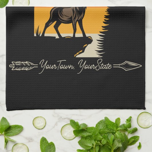 狩り追加ネームアウトドアディアエルクワイルダネスキャンプ キッチンタオル (折り畳み)