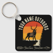 狩り追加ネームアウトドアディアエルクワイルダネスキャンプ キーホルダー (正面)