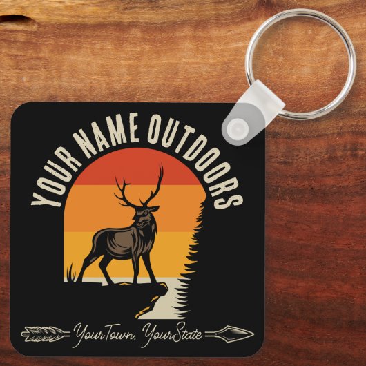 狩り追加ネームアウトドアディアエルクワイルダネスキャンプ キーホルダー (裏面)