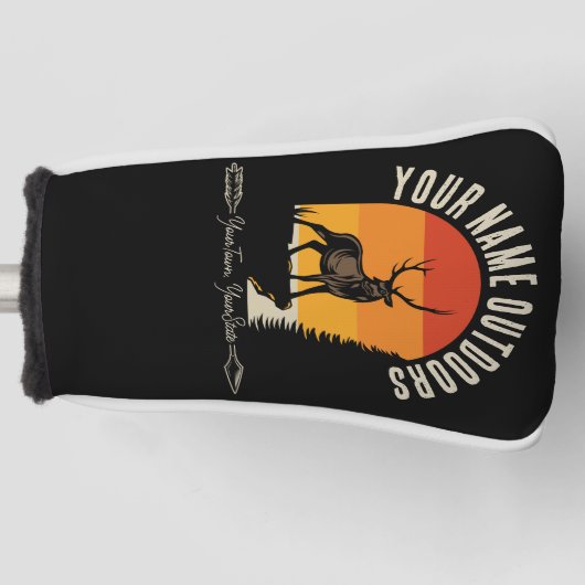 狩り追加ネームアウトドアディアエルクワイルダネスキャンプ ゴルフヘッドカバー (正面)