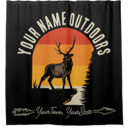 狩り追加ネームアウトドアディアエルクワイルダネスキャンプ シャワーカーテン
