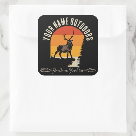 狩り追加ネームアウトドアディアエルクワイルダネスキャンプ スクエアシール (バッグ)