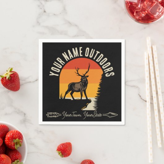 狩り追加ネームアウトドアディアエルクワイルダネスキャンプ スタンダードカクテルナプキン (インサイチュ)