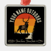狩り追加ネームアウトドアディアエルクワイルダネスキャンプ メタルオーナメント (正面)