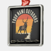 狩り追加ネームアウトドアディアエルクワイルダネスキャンプ メタルオーナメント (左)