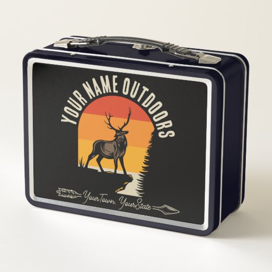 狩り追加ネームアウトドアディアエルクワイルダネスキャンプ メタルランチボックス (裏面)
