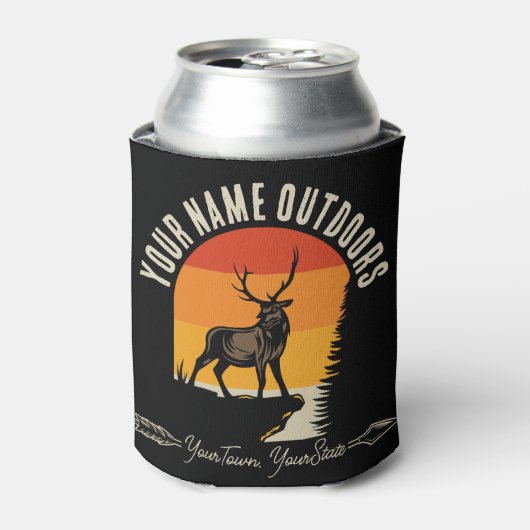 狩り追加ネームアウトドアディアエルクワイルダネスキャンプ 缶クーラー (缶正面)