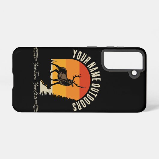 狩り追加ネームアウトドアディアエルクワイルダネスキャンプ SAMSUNG GALAXYケース (裏面横)