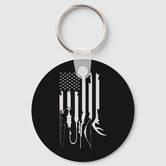 狩り魚釣りアメリカ国旗American Themed Decor キーホルダー (正面)