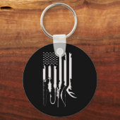 狩り魚釣りアメリカ国旗American Themed Decor キーホルダー (正面)