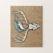 狩り魚釣りバスジャンプオーバーディアースカル〔雄ジカの〕枝角 ジグソーパズル (縦)