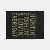 狩り魚釣り愛する毎日の狩りパパ フリースブランケット (正面(横))