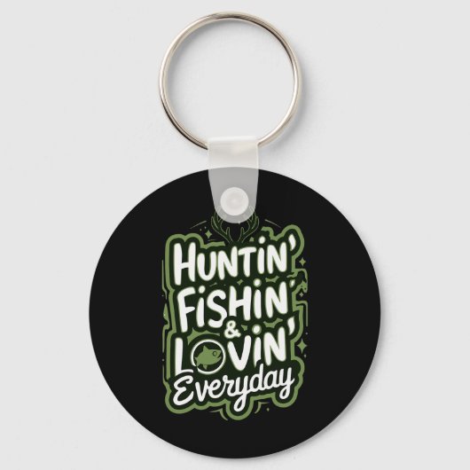 狩り魚釣り愛する毎日シャツハンターフィッシュ キーホルダー (正面)
