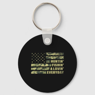 狩り魚釣り愛する毎日迷彩柄アメリカンFla キーホルダー