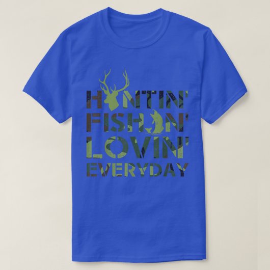 狩り魚釣り愛の日常迷彩柄 Tシャツ (デザイン正面)