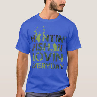 狩り魚釣り愛の日常迷彩柄 Tシャツ