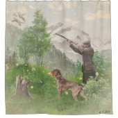 狩り（ドイツの金髪ポインタ付き） シャワーカーテン (正面)