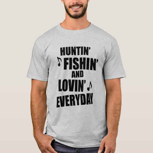 狩り、毎日魚釣り Tシャツ (正面)