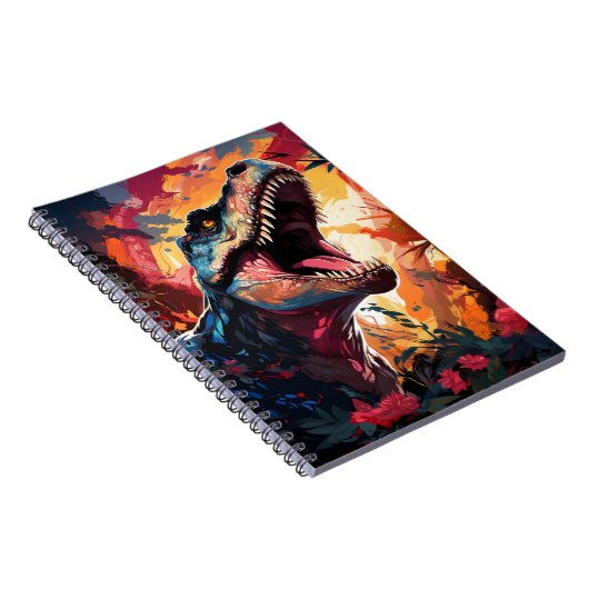 狩りTレックス先史時代の動物お気に入りの恐竜 ノートブック (右側)