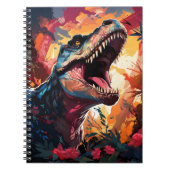 狩りTレックス先史時代の動物お気に入りの恐竜 ノートブック (正面)