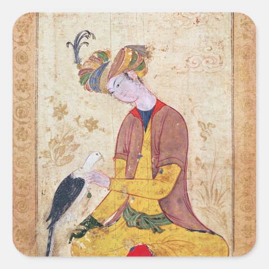 狩人が彼の《鳥》ハヤブサをなでた スクエアシール (正面)