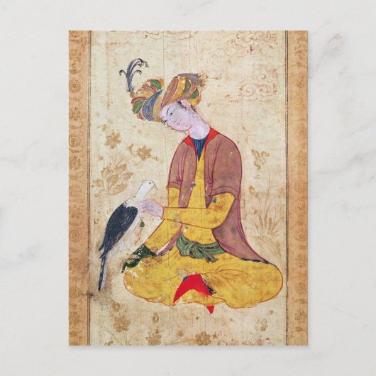 狩人が彼の《鳥》ハヤブサをなでた ポストカード (正面)