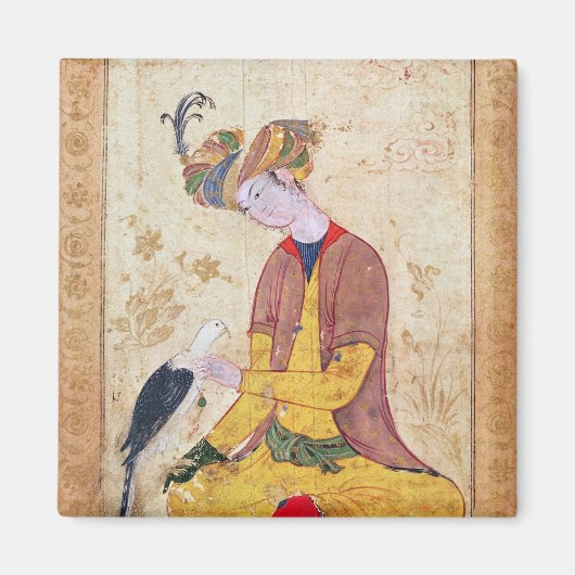 狩人が彼の《鳥》ハヤブサをなでた マグネット (正面)
