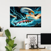 狩人威厳のある：ワシと魚 ポスター (ホームオフィス)