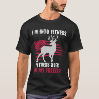狩猟がフィットネスに私を導く フィットネス 鹿 冷凍庫 メンズ Tシャツ