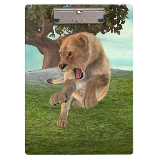 狩猟するライオン クリップボード (正面)