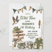 狩猟と釣りのカモ少年誕生日 招待状 (正面)