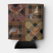 狩猟のチェック柄 ワイルドライフゲーム 缶クーラー (正面)