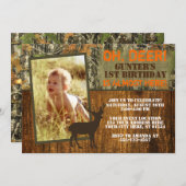 狩猟の誕生日招待状(写真付き)- カモフラージュ 招待状 (正面/裏面)