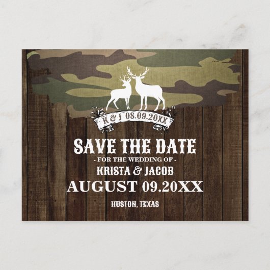 狩猟は終了 ウェスタンウェディング セーブ・ザ・デート ポストカード (正面)