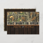 狩猟は終了 カモフラージュ ウッド ウェディング 招待状 (正面/裏面)