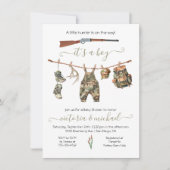 狩猟カモ柄の男の子ベビーシャワー 招待状 (正面)