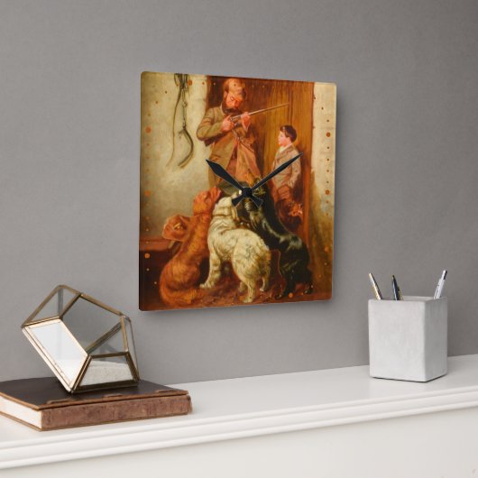 狩猟少年Arthur Fitzwilliam Tait 1876 スクエア壁時計 (オフィス)