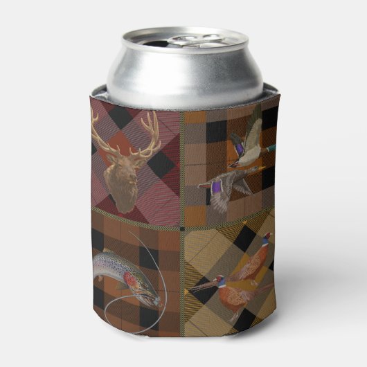 狩猟柄の野生動物パターン 缶クーラー (缶正面)