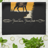 狩猟用 ネーム アウトドアーズ 鹿 イノシシ 荒野 キャンプ キッチンタオル (折り畳み)