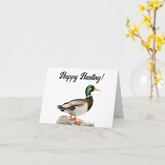 狩猟者とアウトドアマンためのマガモの絵 カード (黄色い花)