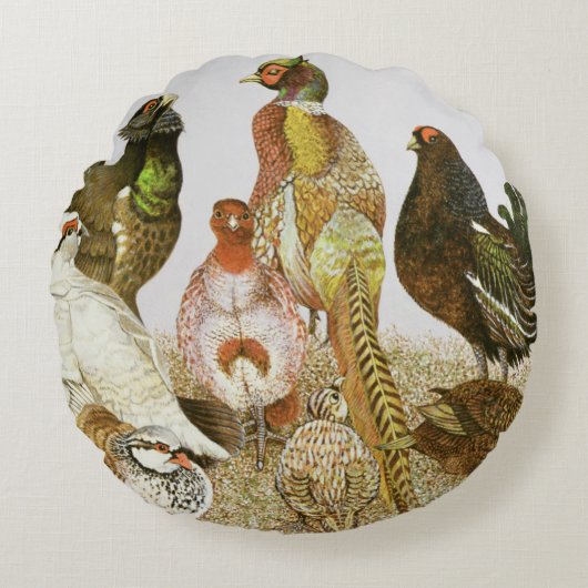 狩猟鳥 ラウンドクッション (正面)