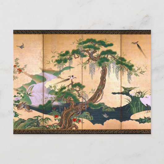 狩野えいの鳥と花春と夏 ポストカード (正面)