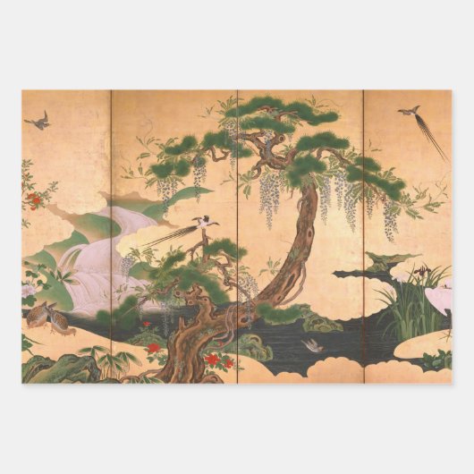 狩野永野の鳥と花の春と夏W ラッピングペーパーシート (正面)