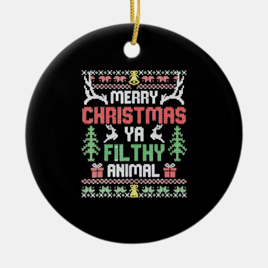 独り家庭の映画メリークリスマスフィティ セラミックオーナメント (正面)