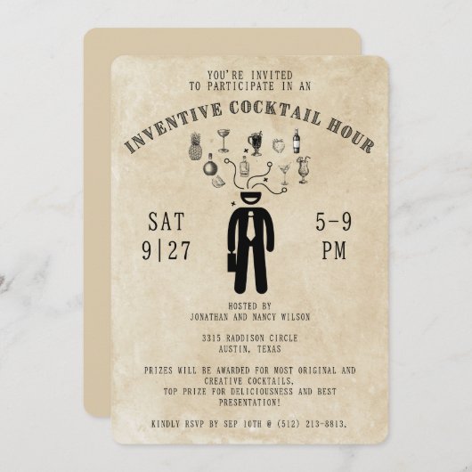 独創的カクテルアワーパーティの招待状 招待状 (正面/裏面)
