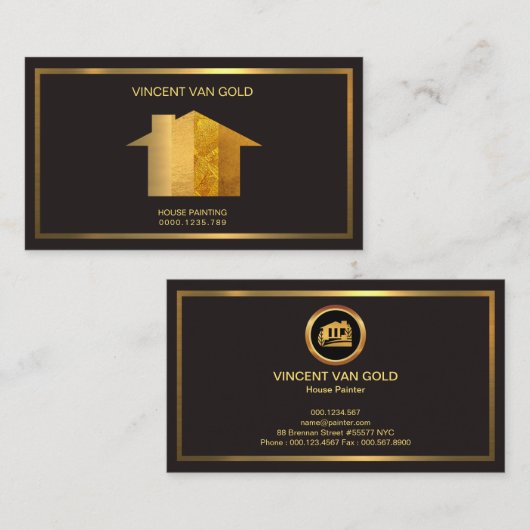 独占的な金ゴールドの家は絵画サービスを絵を描きます 名刺 (正面/裏面)